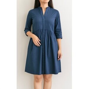 NEW Tuckernuck Royal Shirt Mini Dress Blue Button Front Gathered Waist Size XXS